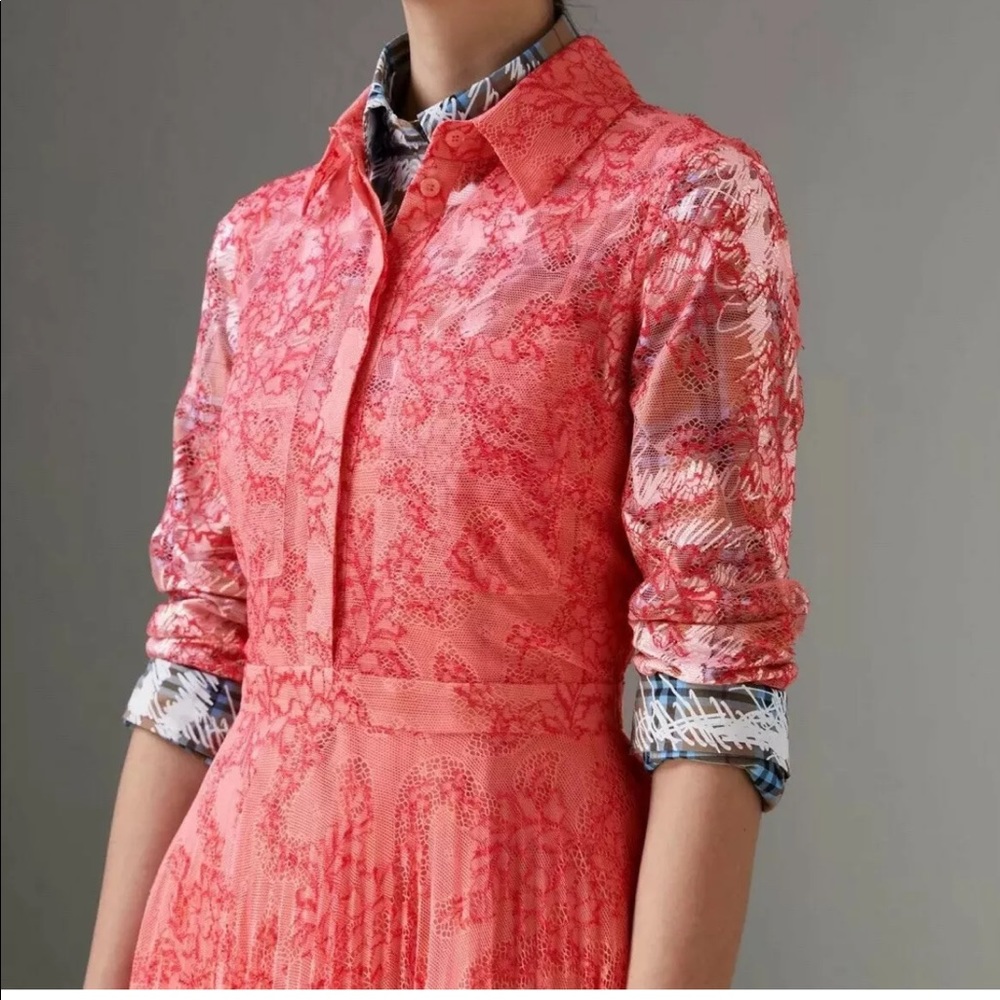 Burberry Clementine Floral Lace Dress US12/UK 14 Pink Coral